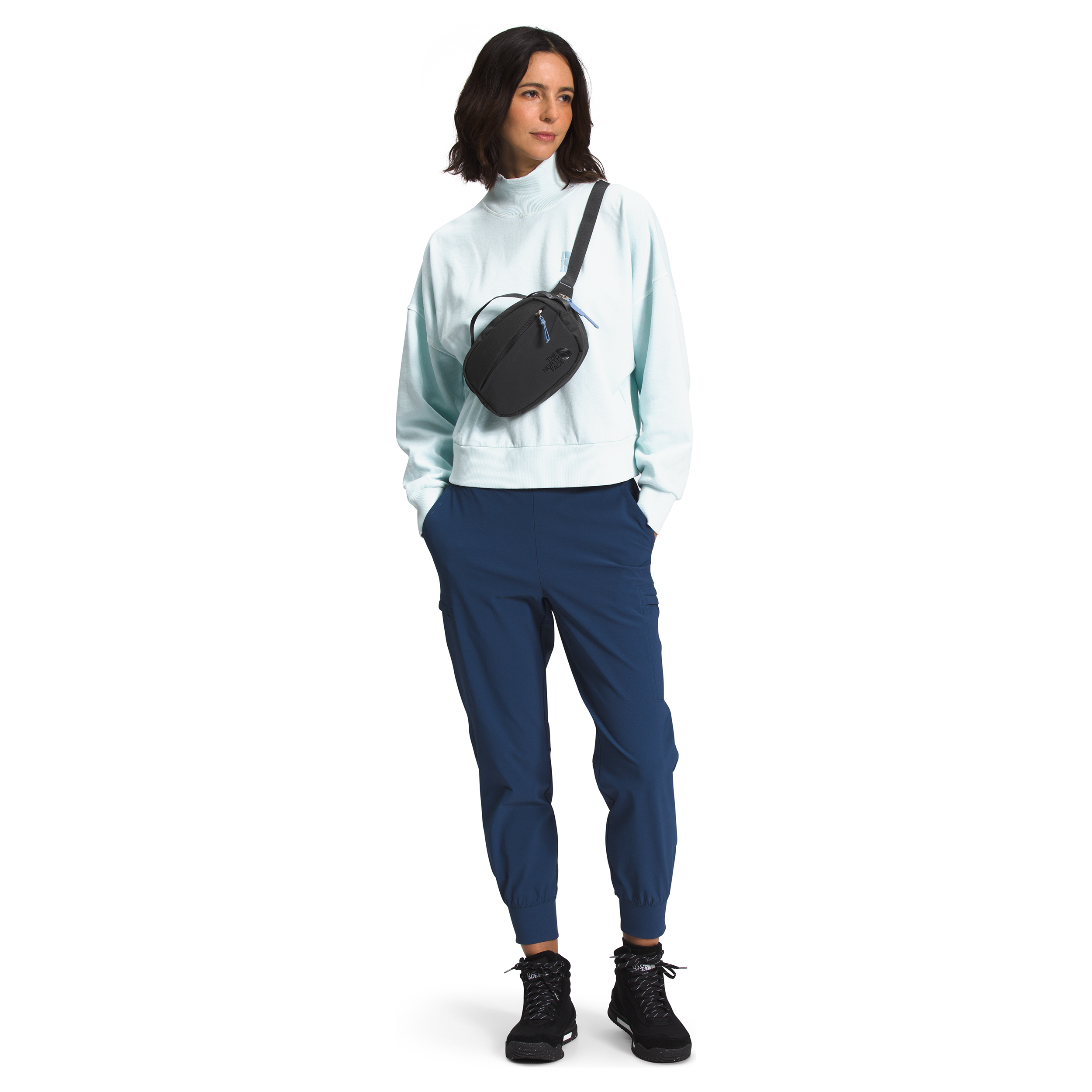 The North Face Women's Isabella Hip Pack in Asphalt Grey Light Heather Folk Blue Accessories