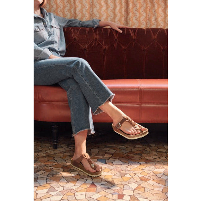 Birkenstock Gizeh Braid Oiled Leather Sandal in Cognac Women's Footwear