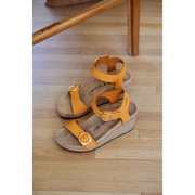 Birkenstock Soley Ring-Buckle Leather Wedge Sandal in Apricot  Women's Footwear