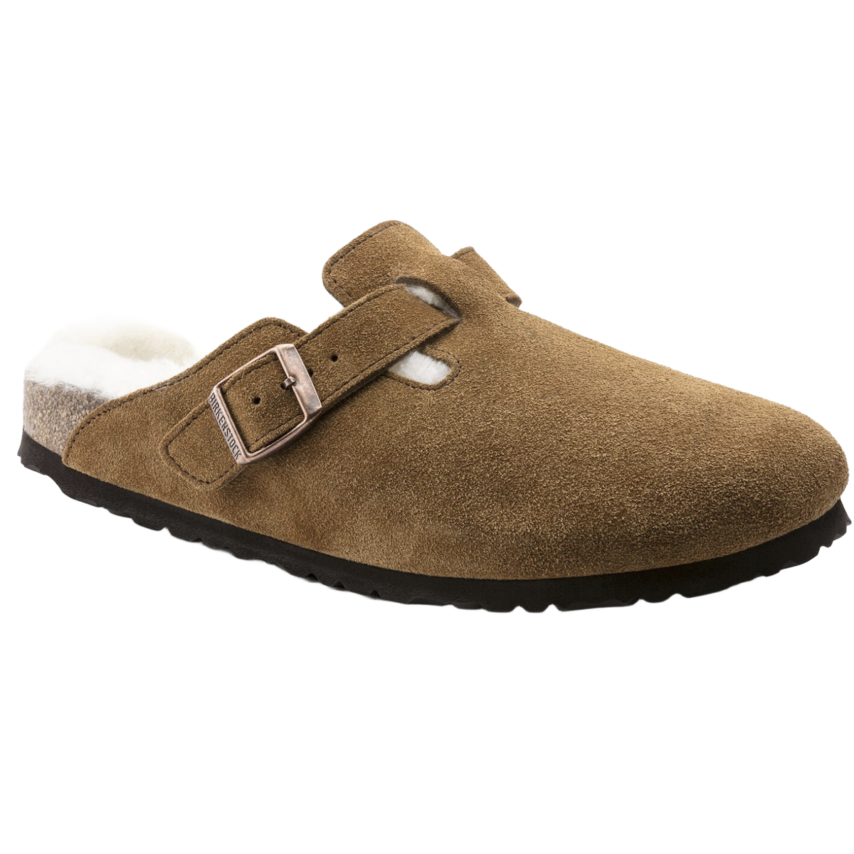 Birkenstock Boston Shearling Suede Leather Clog in Mink Women's Footwear