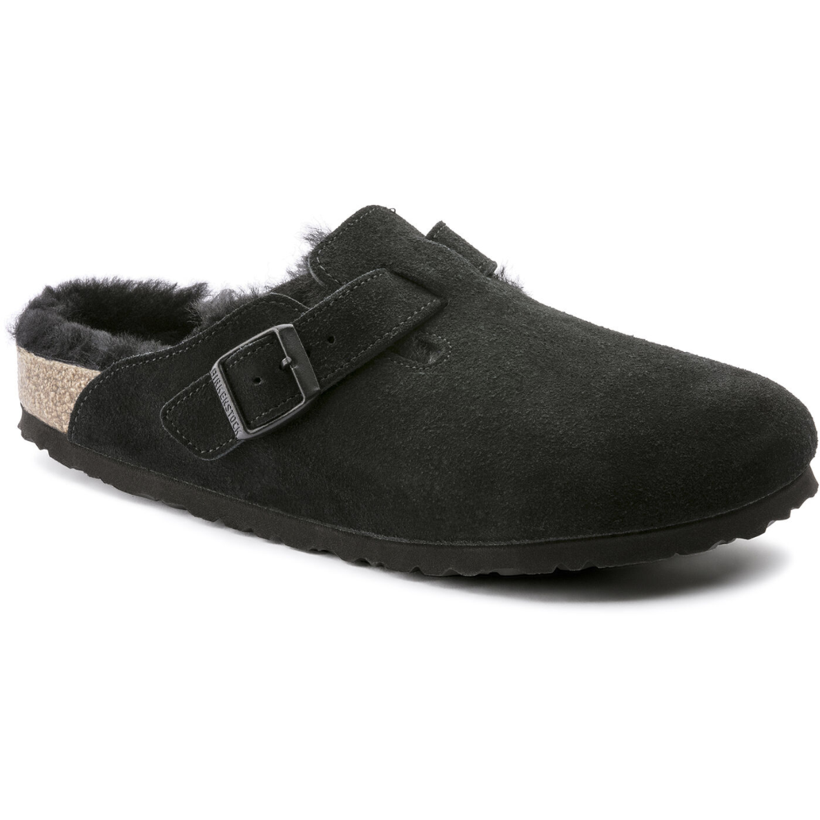 Birkenstock Boston Shearling Suede in Black Women's Footwear