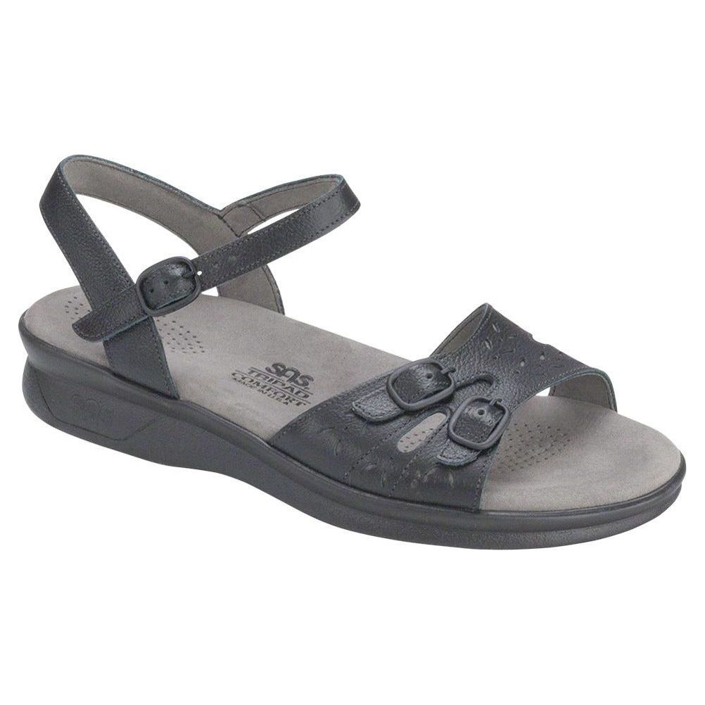 SAS Women's Duo Quarter Strap in Black Wide Women's Footwear