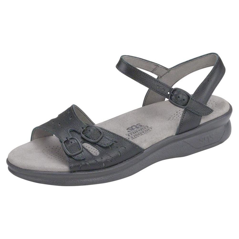 SAS Women's Duo Quarter Strap in Black Wide Women's Footwear