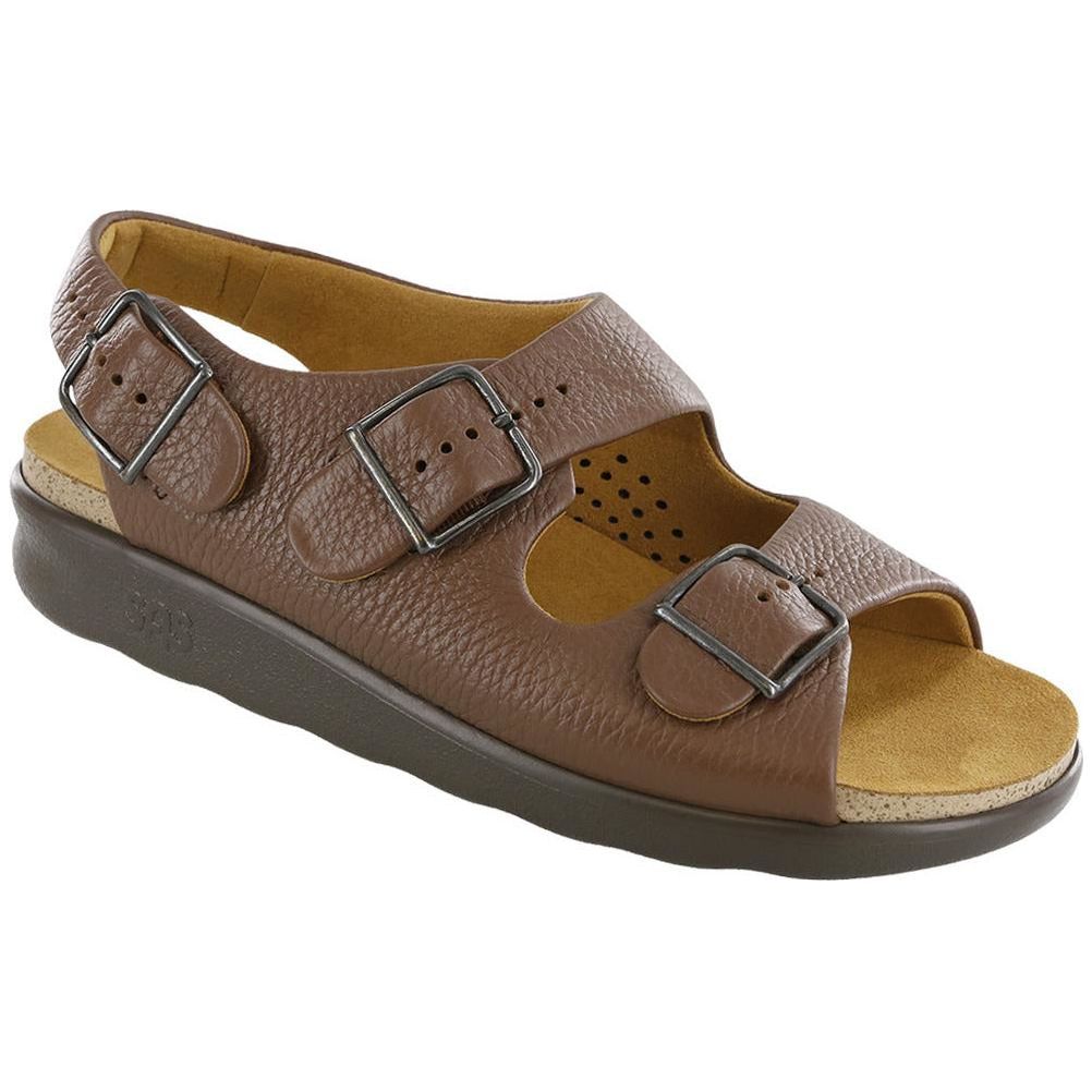 SAS Women's Relaxed Heel Sandal in Amber Wide Soft Leather Comfort