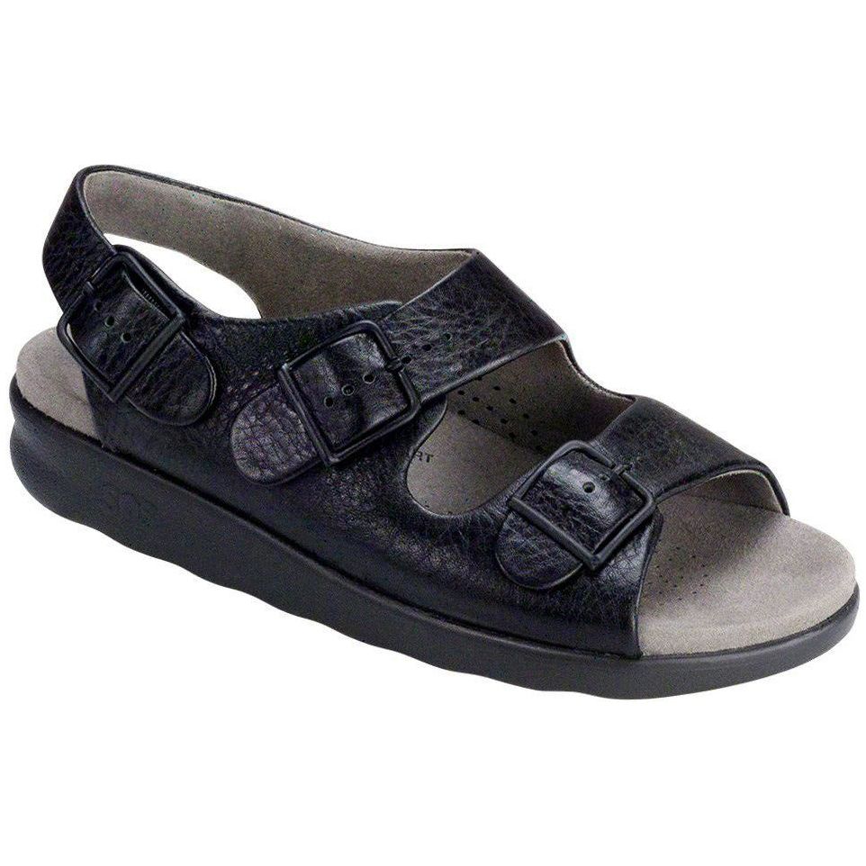 SAS Women's Relaxed Heel Strap Sandal in Black Wide Women's Footwear