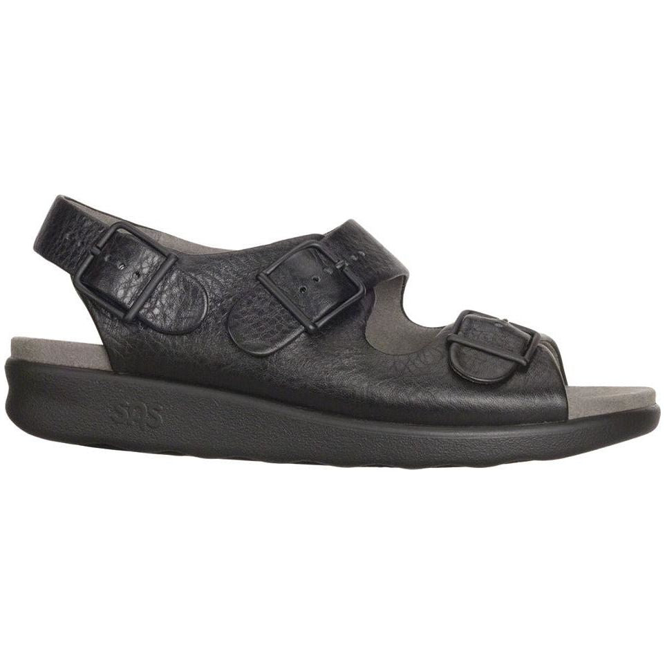 SAS Women's Relaxed Heel Strap Sandal in Black Wide Women's Footwear