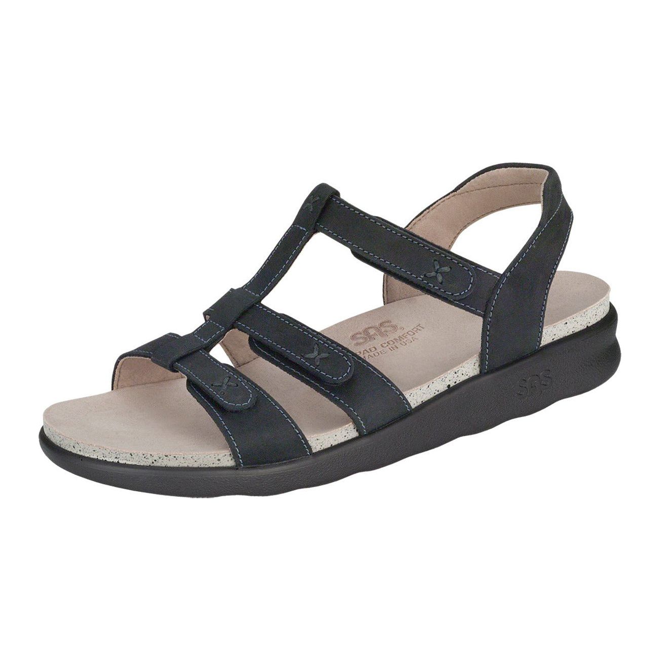 SAS Women's Sorrento T-Strap Sandal in Nero Wide Women's Footwear