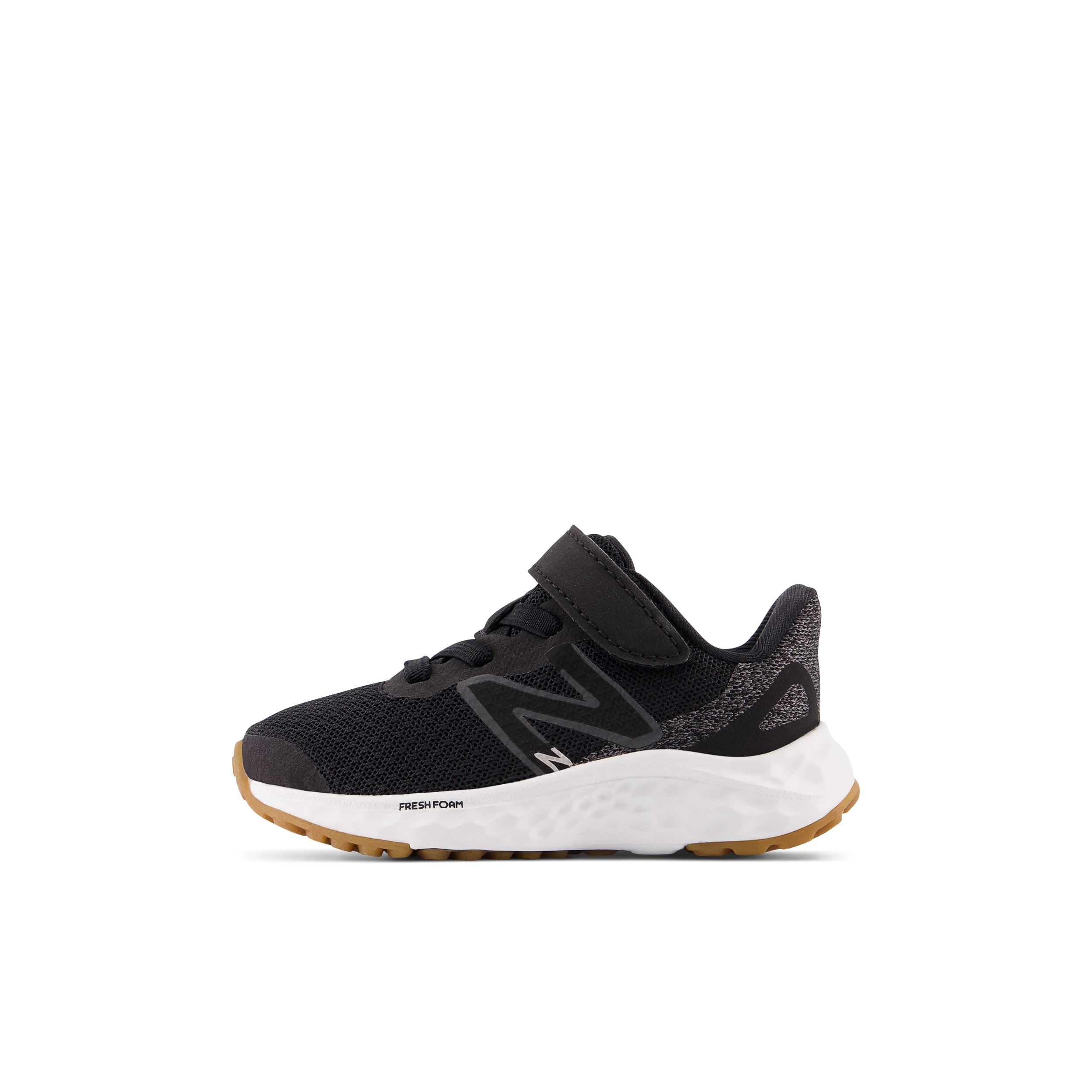 New Balance Infant's Fresh Foam Arishi V4 Bungee Lace with Top Strap in Black with White Kid