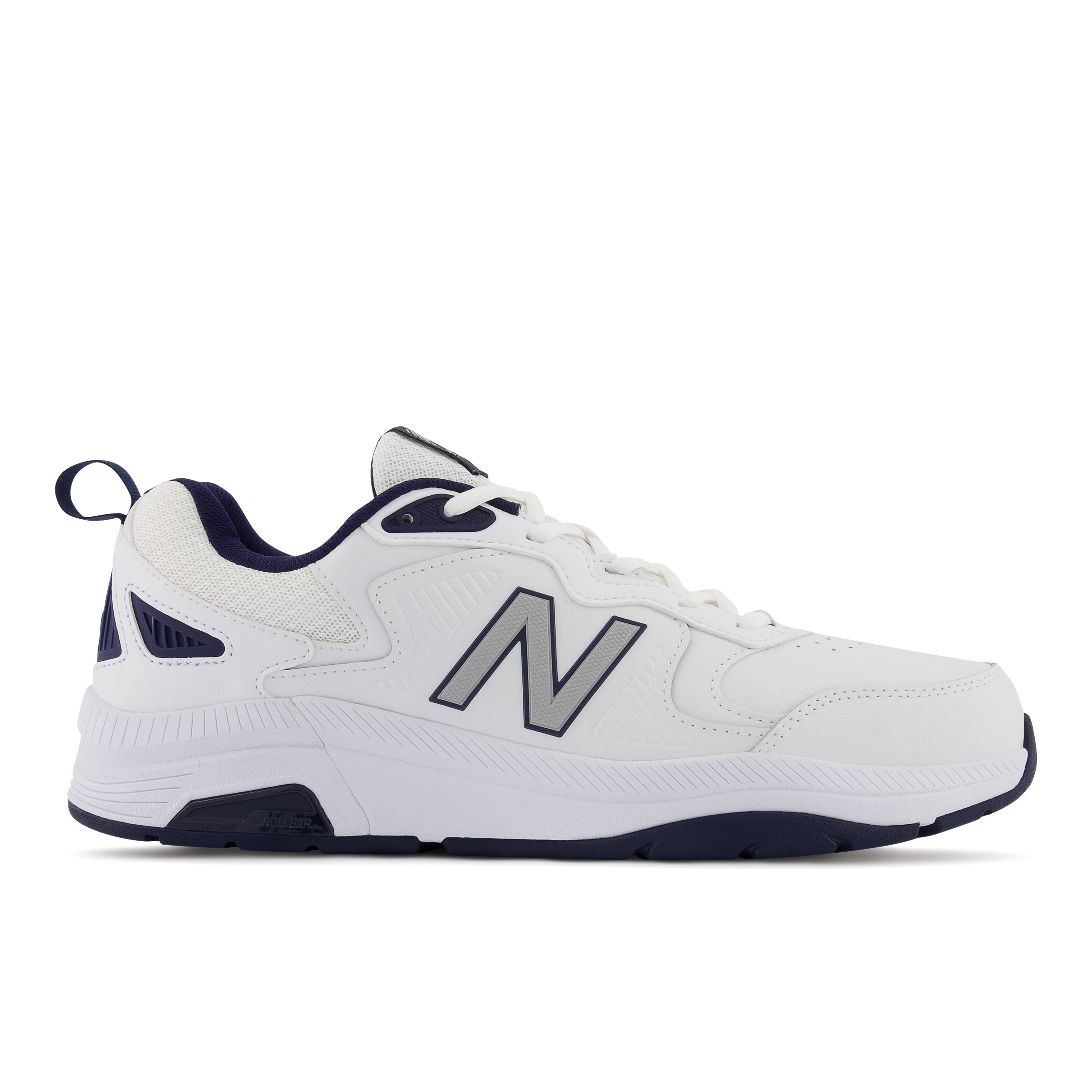 New Balance Men's MX857V3 in White with Navy and Rain Cloud Men's Footwear