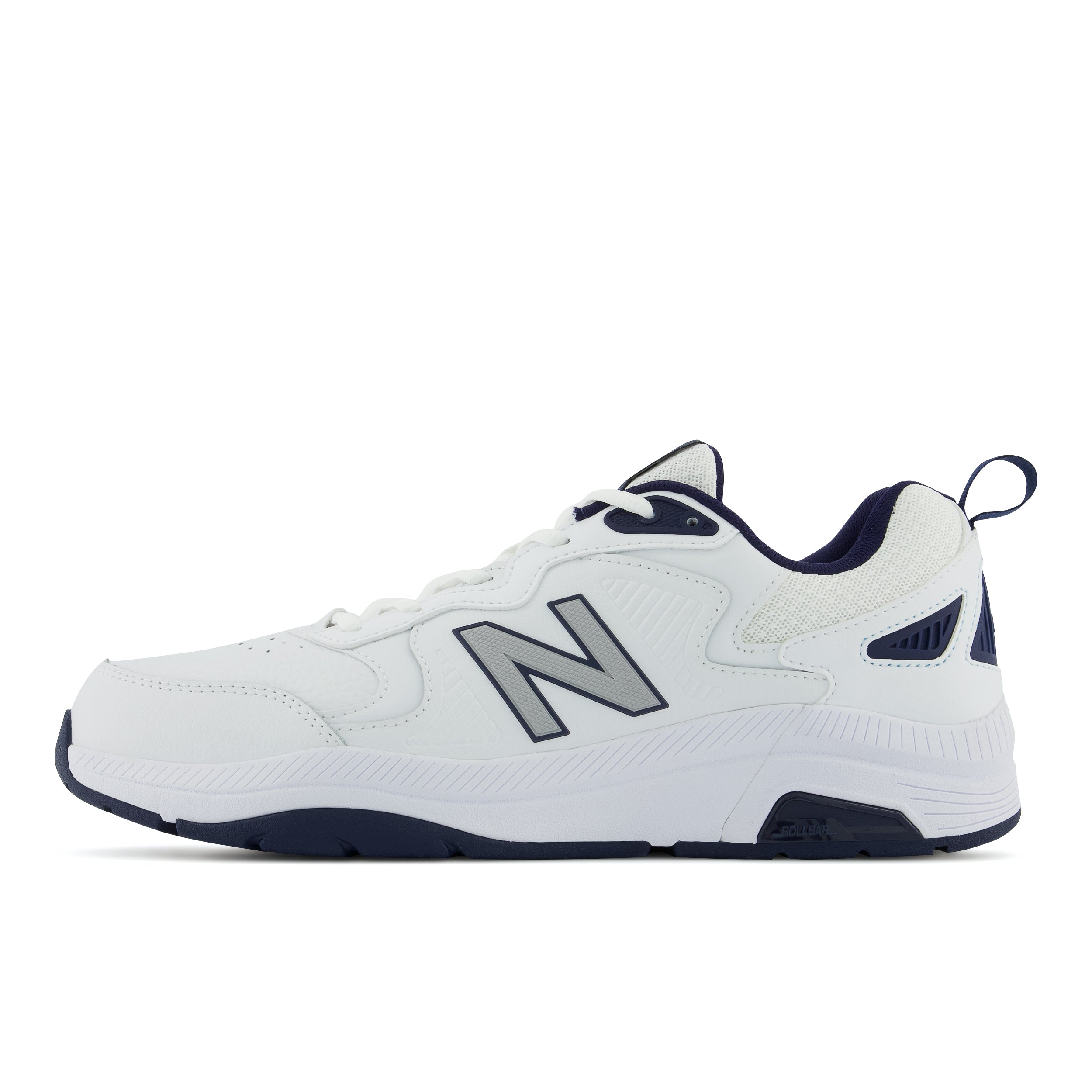 New Balance Men's MX857V3 in White with Navy and Rain Cloud Men's Footwear