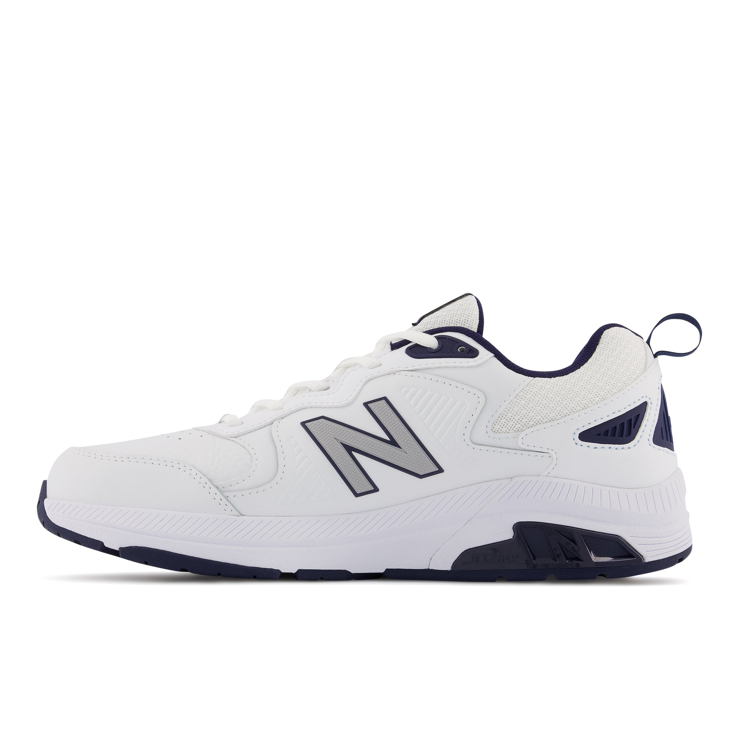 New Balance Men's MX857V3 in White with Navy and Rain Cloud Men's Footwear