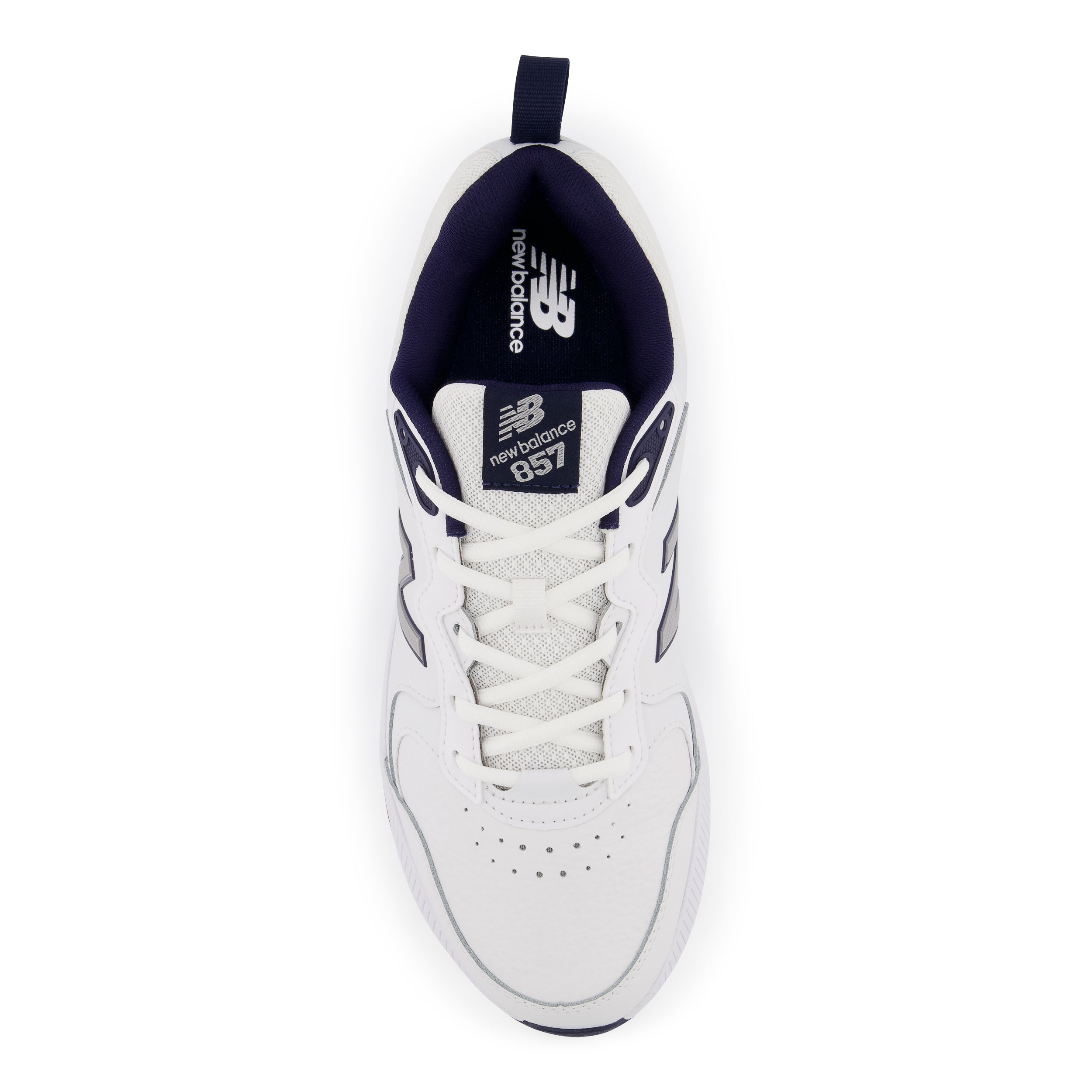 New Balance Men's MX857V3 in White with Navy and Rain Cloud Men's Footwear