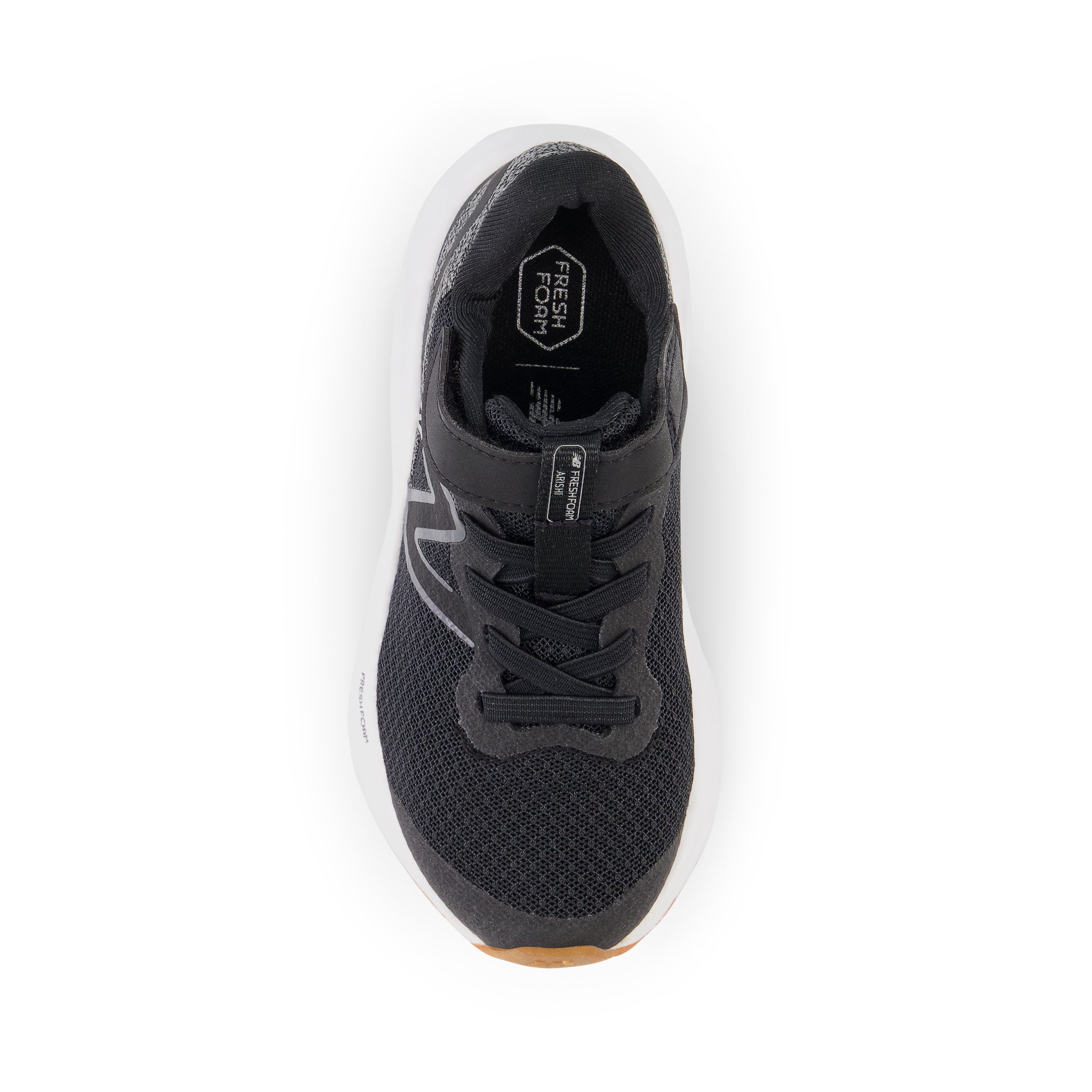 New Balance Kid's Fresh Foam Arishi V4 Bungee Lace with Top Strap in Black with White Kid