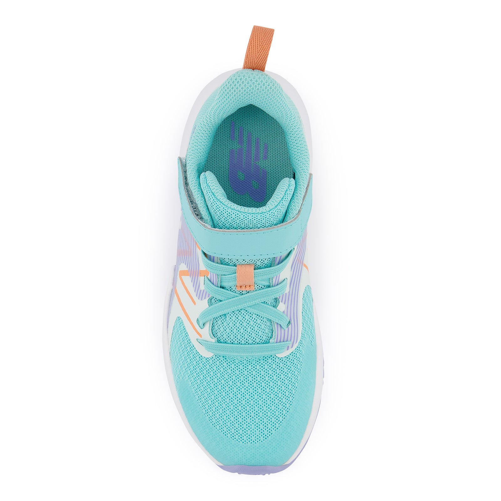 New Balance Kids Rave Run v2 Bungee Cord With Top Strap in Surf with Peach Glaze and Magic Hour