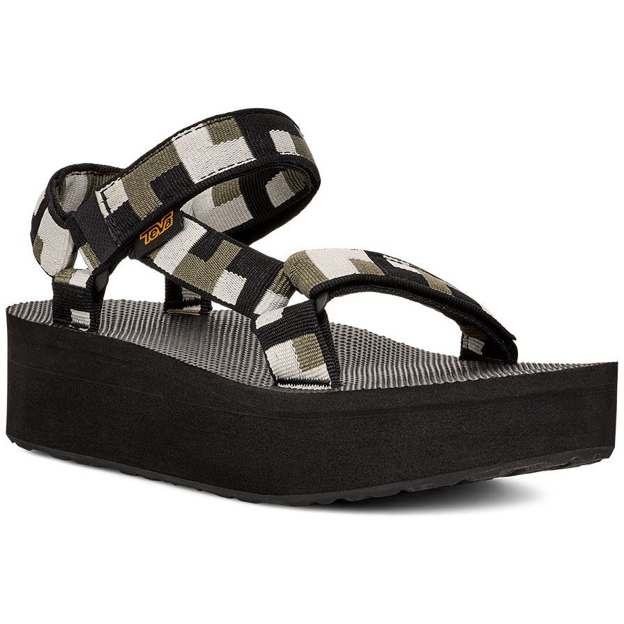 Teva Women's Flatform Universal Sandal in Retro Shapes Black  Women's Footwear