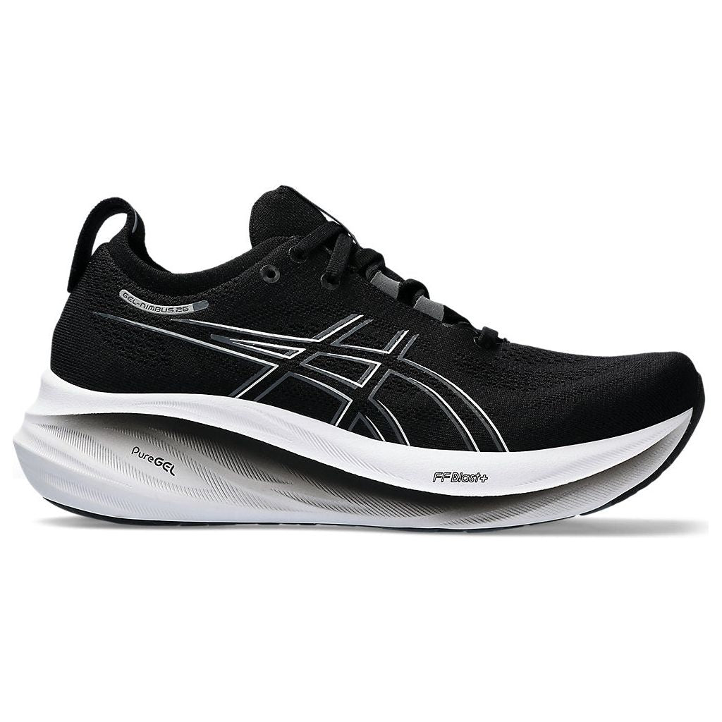 Asics Women's Gel Nimbus-26 in Black Graphite Grey  Shoes