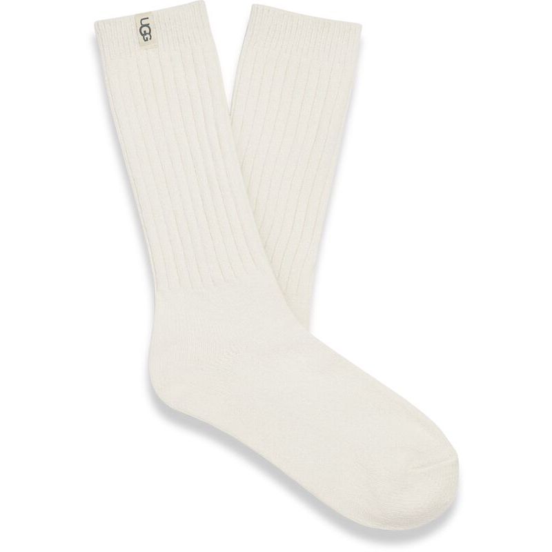 UGG Women's Rib Knit Slouchy Crew Sock in White
