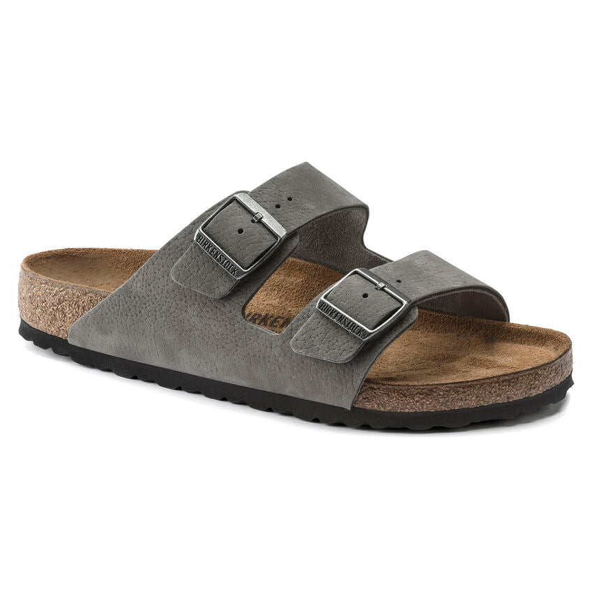 Birkenstock Arizona Nubuck Leather Sandal in Desert Buck Whale Gray  Men's Footwear