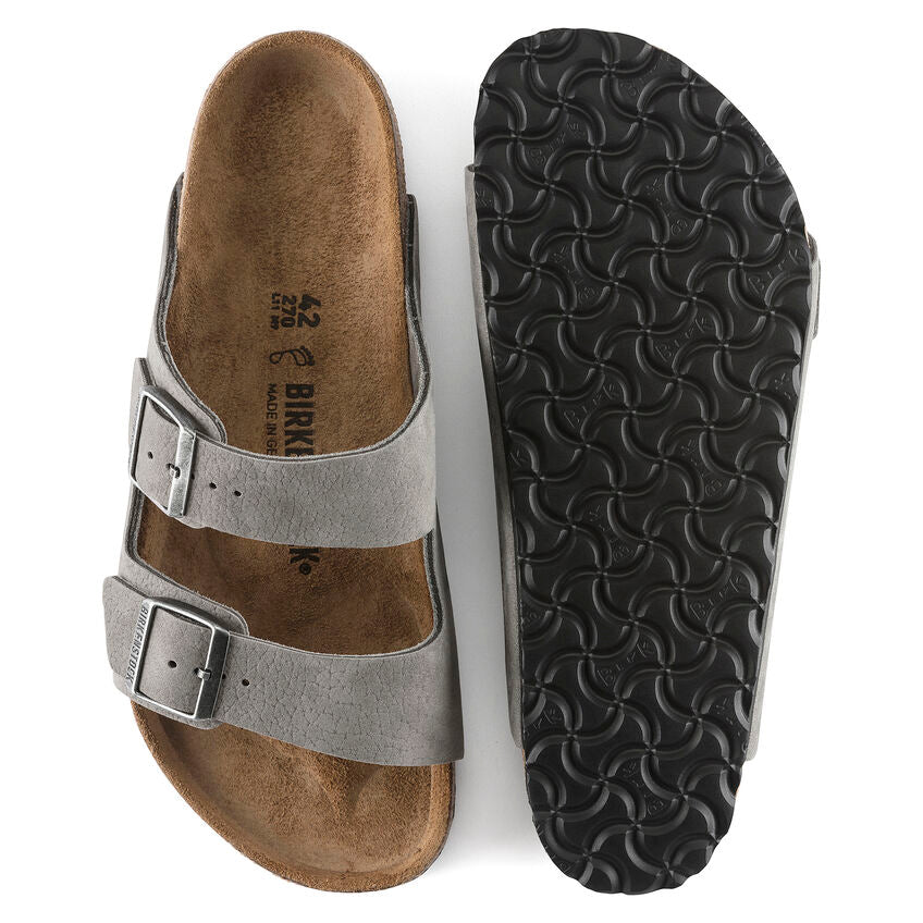 Birkenstock Arizona Nubuck Leather Sandal in Desert Buck Whale Gray  Men's Footwear