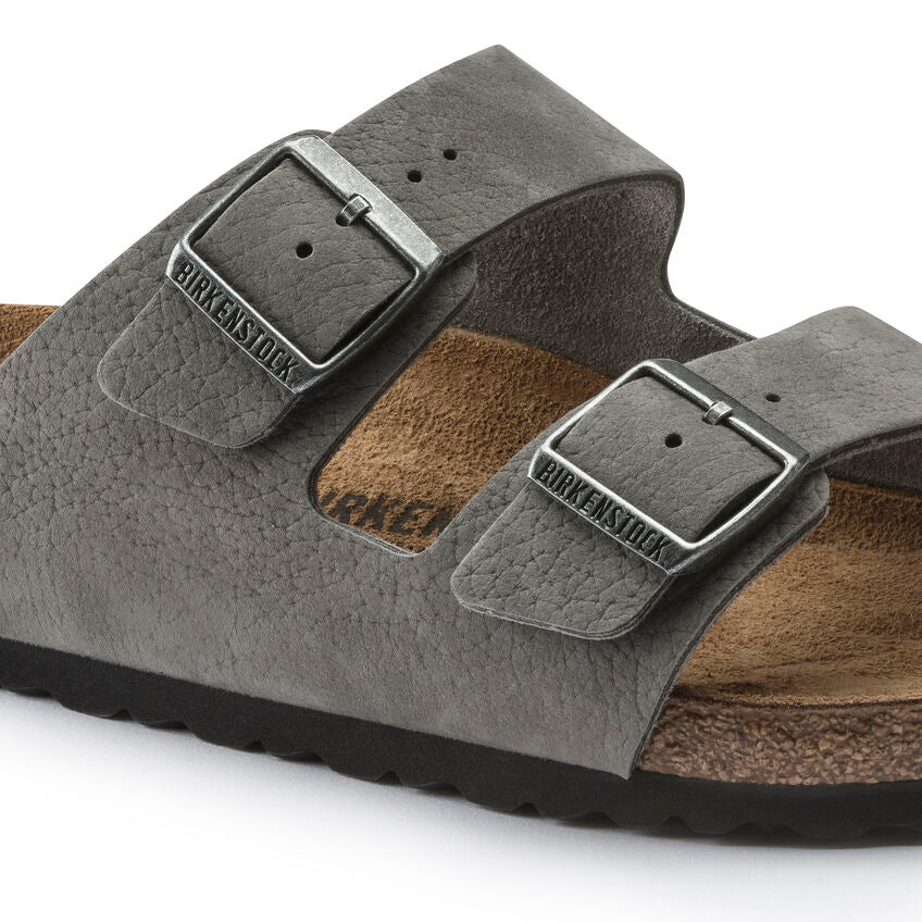 Birkenstock Arizona Nubuck Leather Sandal in Desert Buck Whale Gray  Men's Footwear