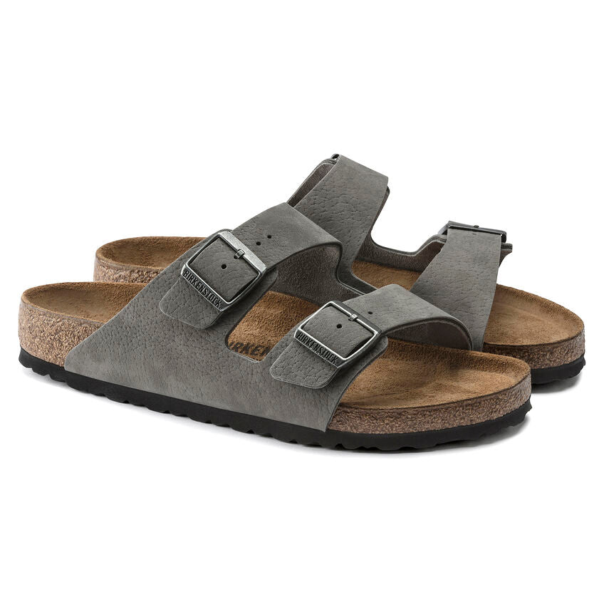 Birkenstock Arizona Nubuck Leather Sandal in Desert Buck Whale Gray  Men's Footwear