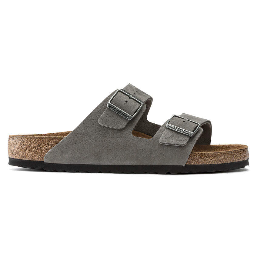 Birkenstock Arizona Nubuck Leather Sandal in Desert Buck Whale Gray  Men's Footwear