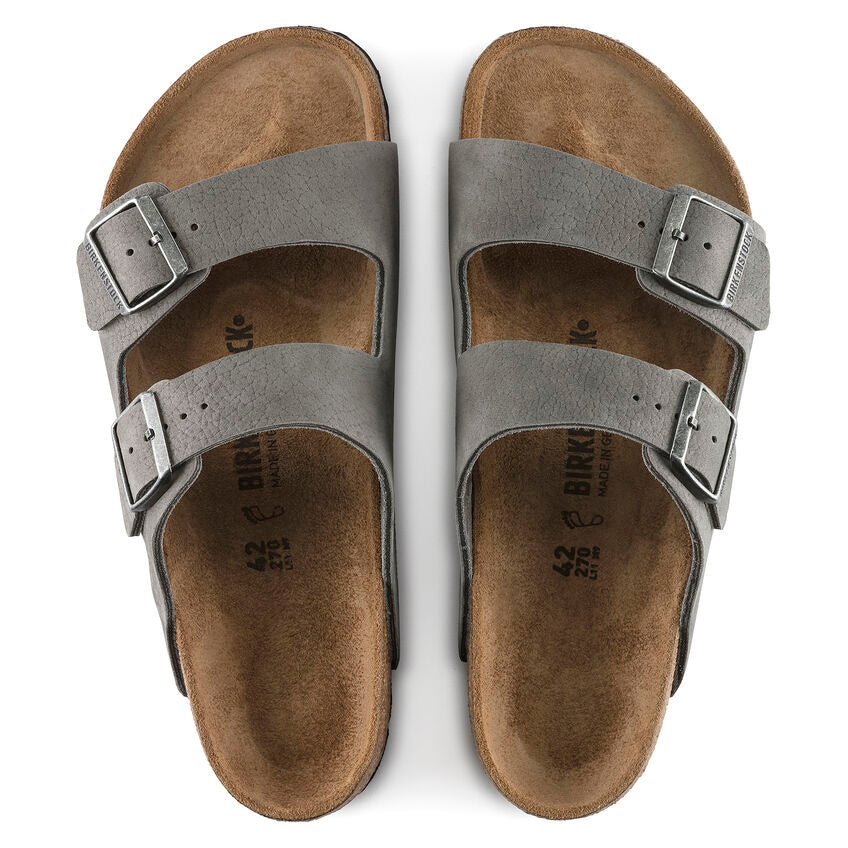 Birkenstock Arizona Nubuck Leather Sandal in Desert Buck Whale Gray  Men's Footwear