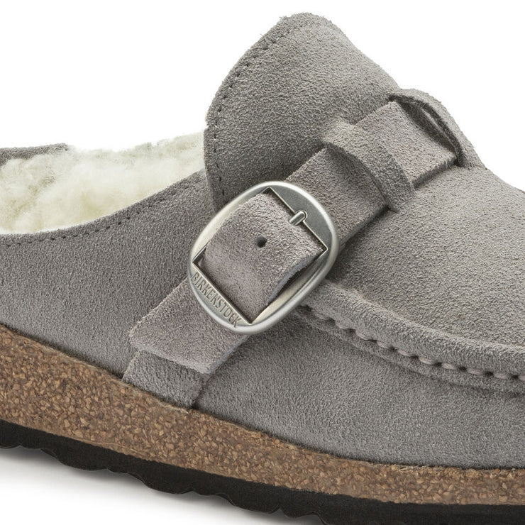 Birkenstock Buckley Suede Leather Shearling Clog in Stone Coin  Women&