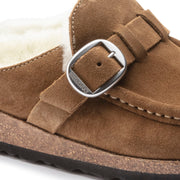 Birkenstock Buckley Suede Leather Shearling Clog in Tea  Women's Footwear