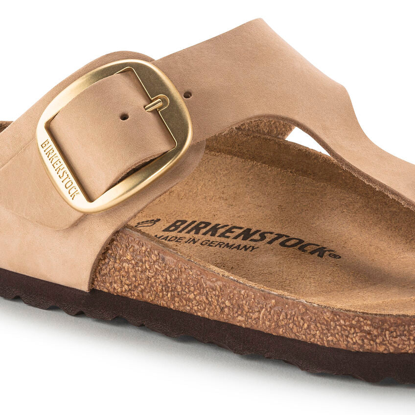 Birkenstock Gizeh Big Buckle Nubuck Leather in Sandcastle  Women's Footwear