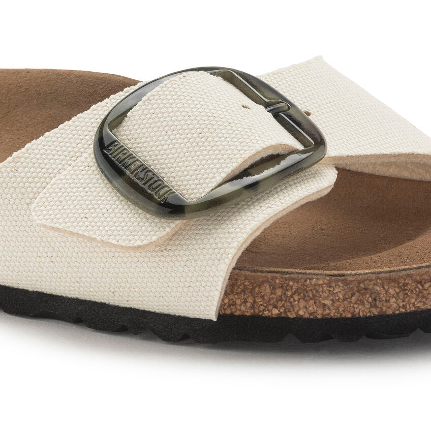 Birkenstock Madrid Vegan Big Buckle Textile in Eggshell  Women's Footwear