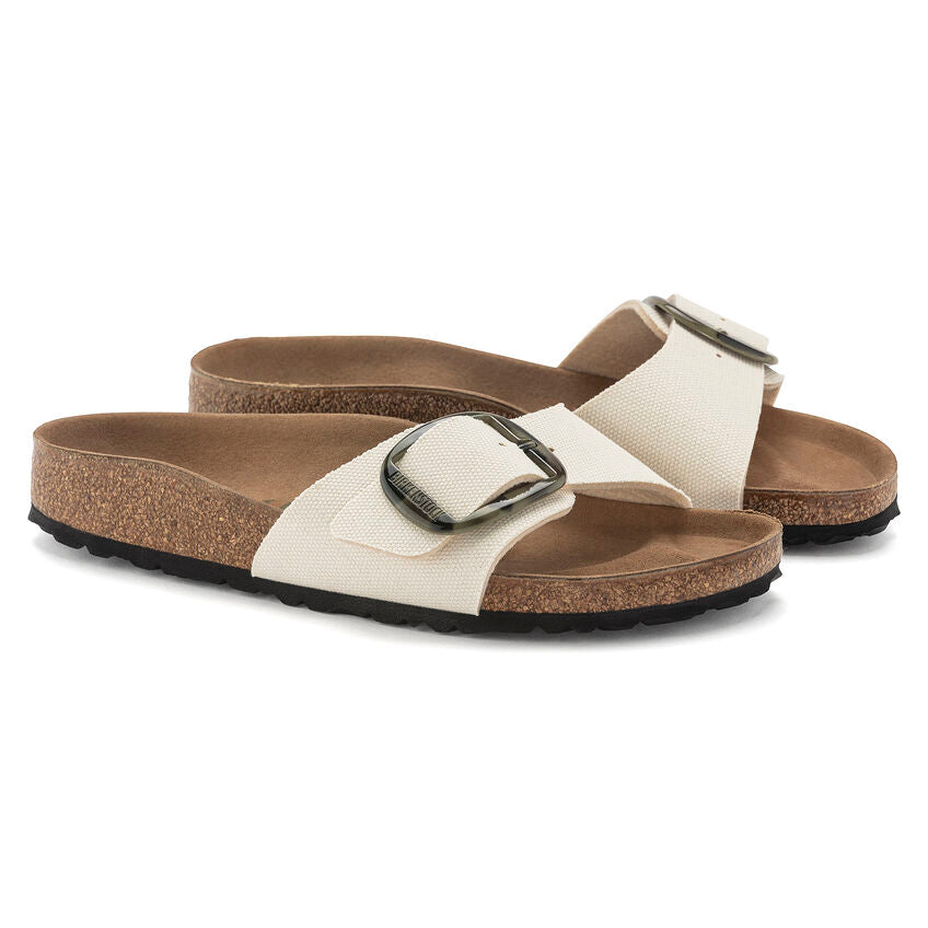 Birkenstock Madrid Vegan Big Buckle Textile in Eggshell  Women's Footwear