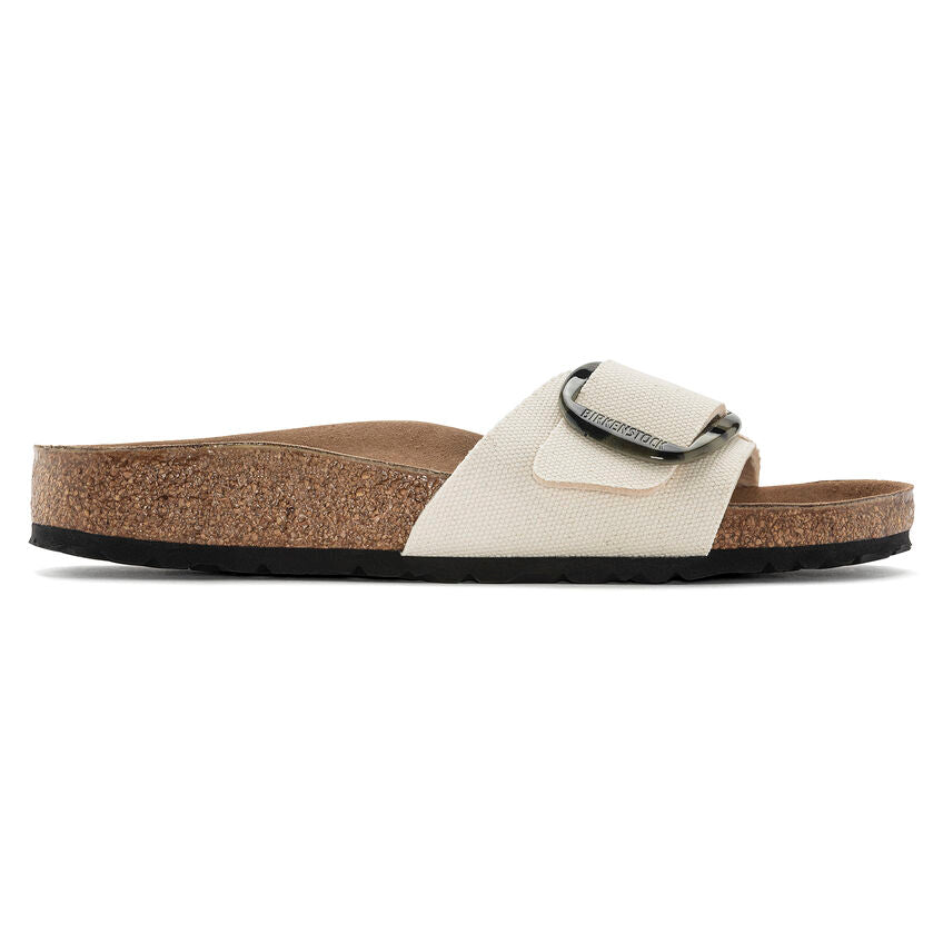 Birkenstock Madrid Vegan Big Buckle Textile in Eggshell  Women's Footwear