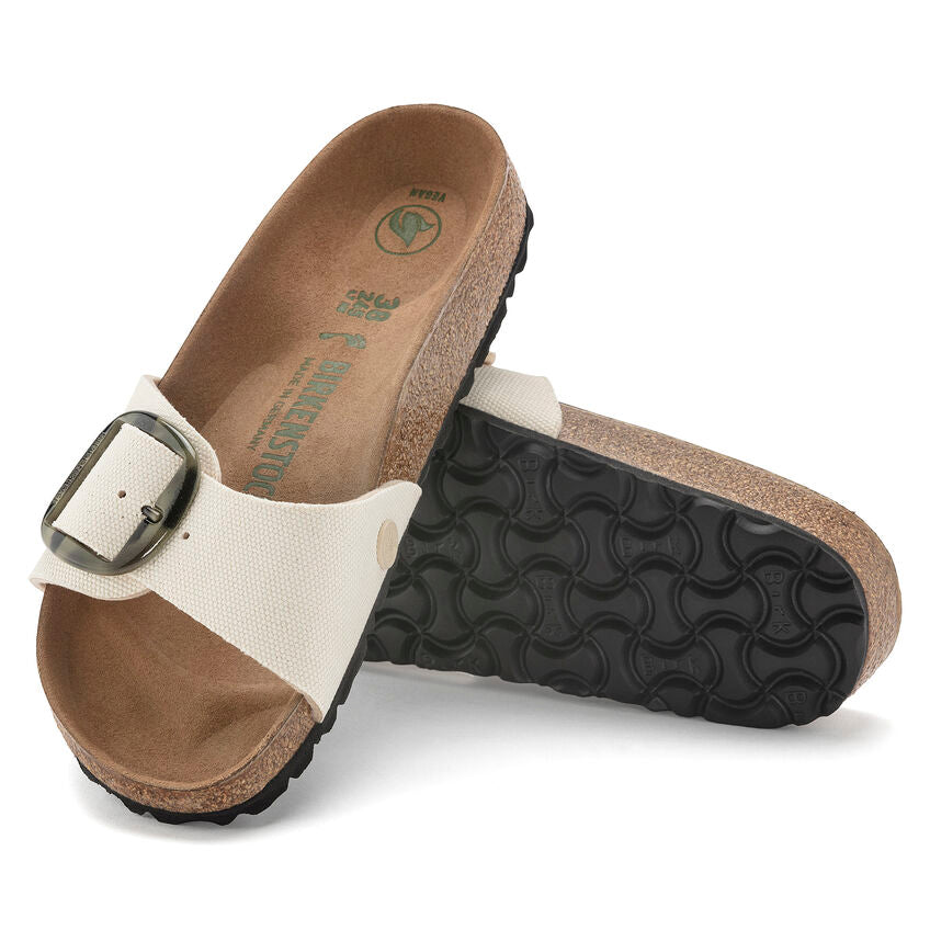 Birkenstock Madrid Vegan Big Buckle Textile in Eggshell  Women's Footwear