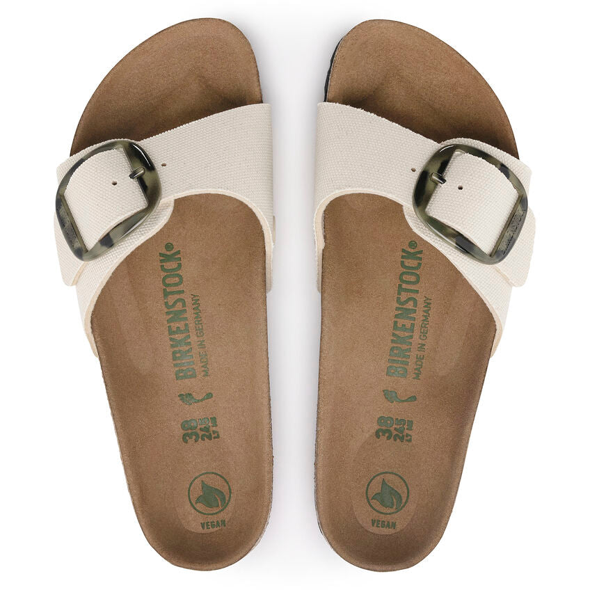 Birkenstock Madrid Vegan Big Buckle Textile in Eggshell  Women's Footwear