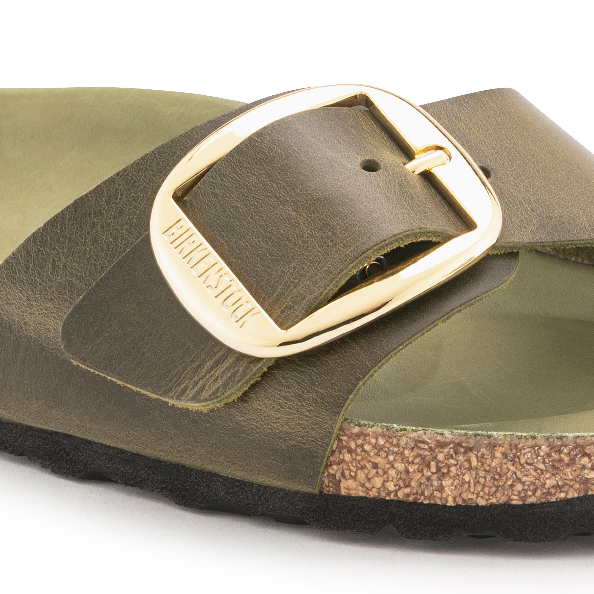 Birkenstock Women's Madrid Big Buckle Oiled Leather in Olive Green  Women's Footwear