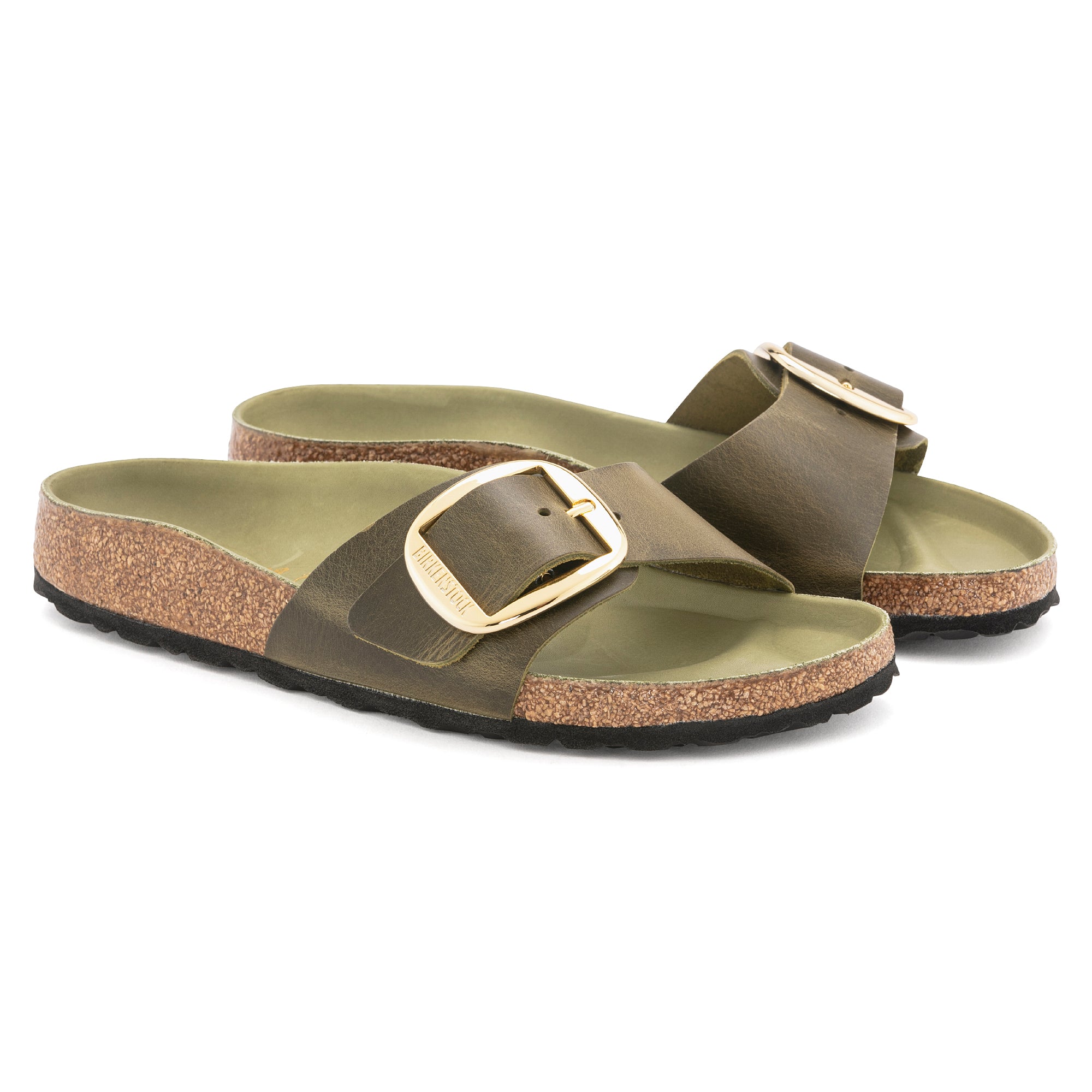 Birkenstock Women's Madrid Big Buckle Oiled Leather in Olive Green  Women's Footwear