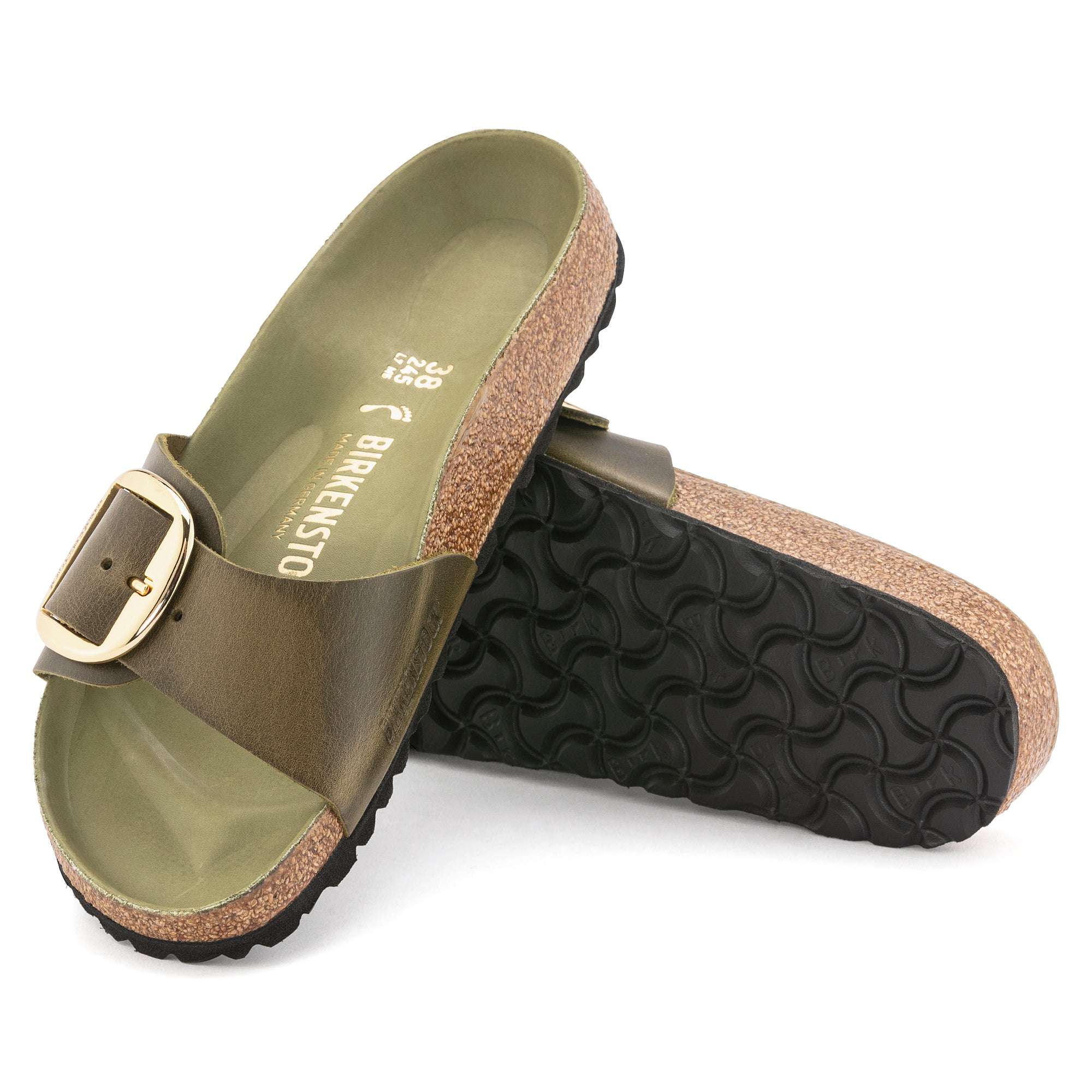 Birkenstock Women's Madrid Big Buckle Oiled Leather in Olive Green  Women's Footwear