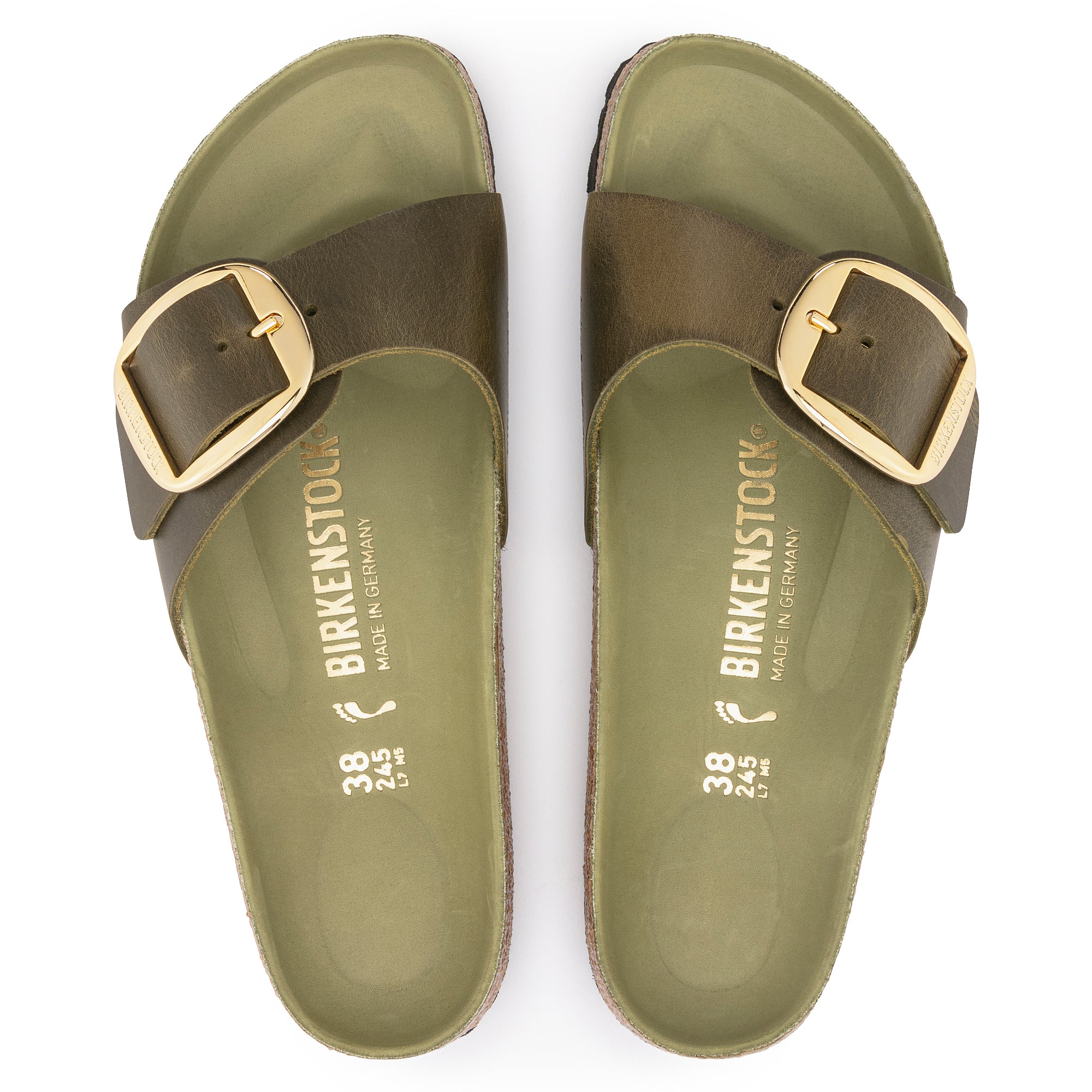 Birkenstock Women's Madrid Big Buckle Oiled Leather in Olive Green  Women's Footwear