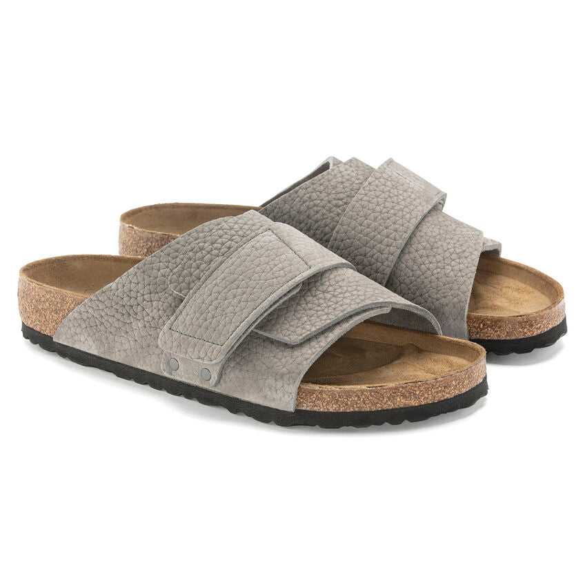 Birkenstock Kyoto Nubuck Leather in Desert Buck Whale Gray  Men's Footwear