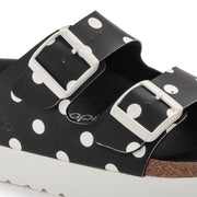 Birkenstock Arizona Platform Birko-Flor in Black White Dots  Women's Footwear