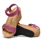 Birkenstock Soley Ring-Buckle Leather Wedge Sandal in Boysenberry  Women's Footwear