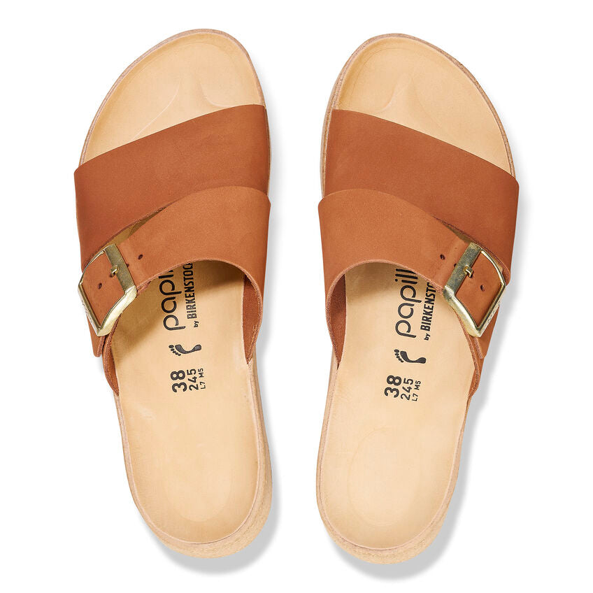 Birkenstock Almina Nubuck Leather Sandal in Pecan  Women's Footwear