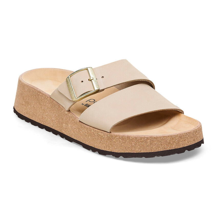 Birkenstock Almina Nubuck Leather Sandal in Sandcastle  Women's Footwear