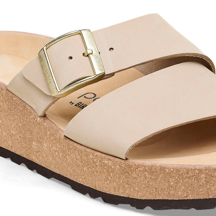 Birkenstock Almina Nubuck Leather Sandal in Sandcastle  Women's Footwear