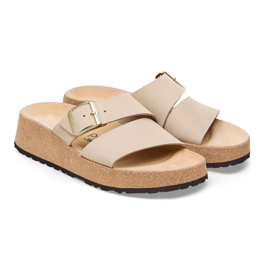 Birkenstock Almina Nubuck Leather Sandal in Sandcastle  Women's Footwear