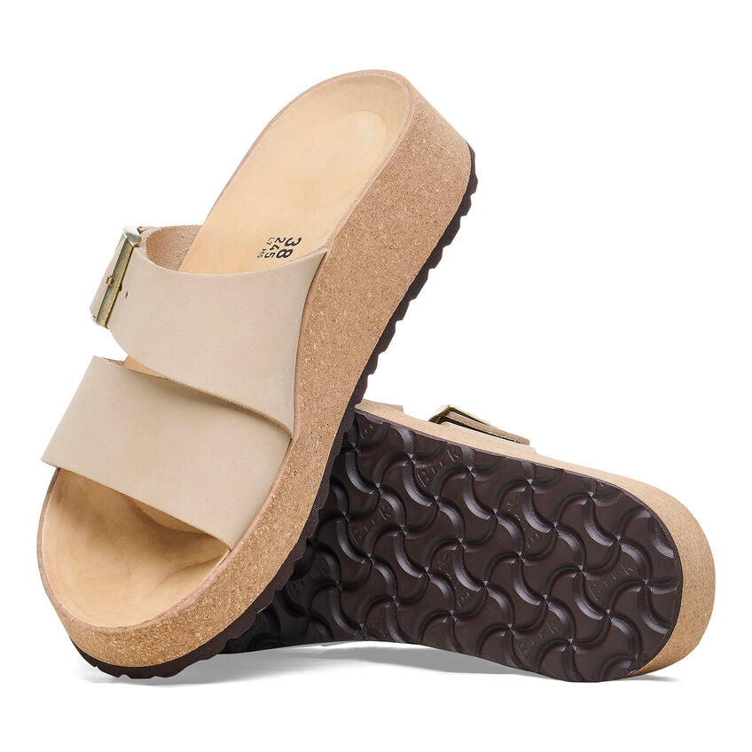 Birkenstock Almina Nubuck Leather Sandal in Sandcastle  Women's Footwear