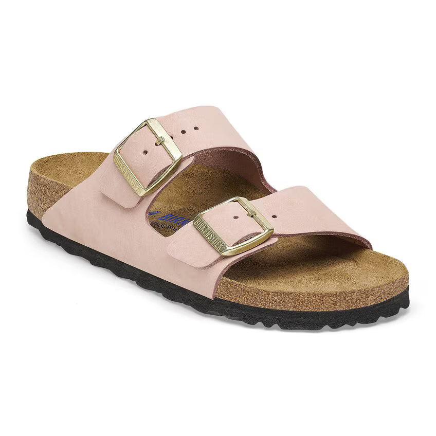 Birkenstock Arizona Soft Footbed Nubuk Leather in Soft Pink