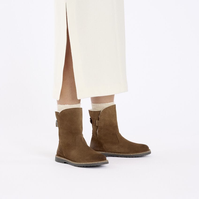 Birkenstock Uppsala Shearling Suede Leather in Dark Tea