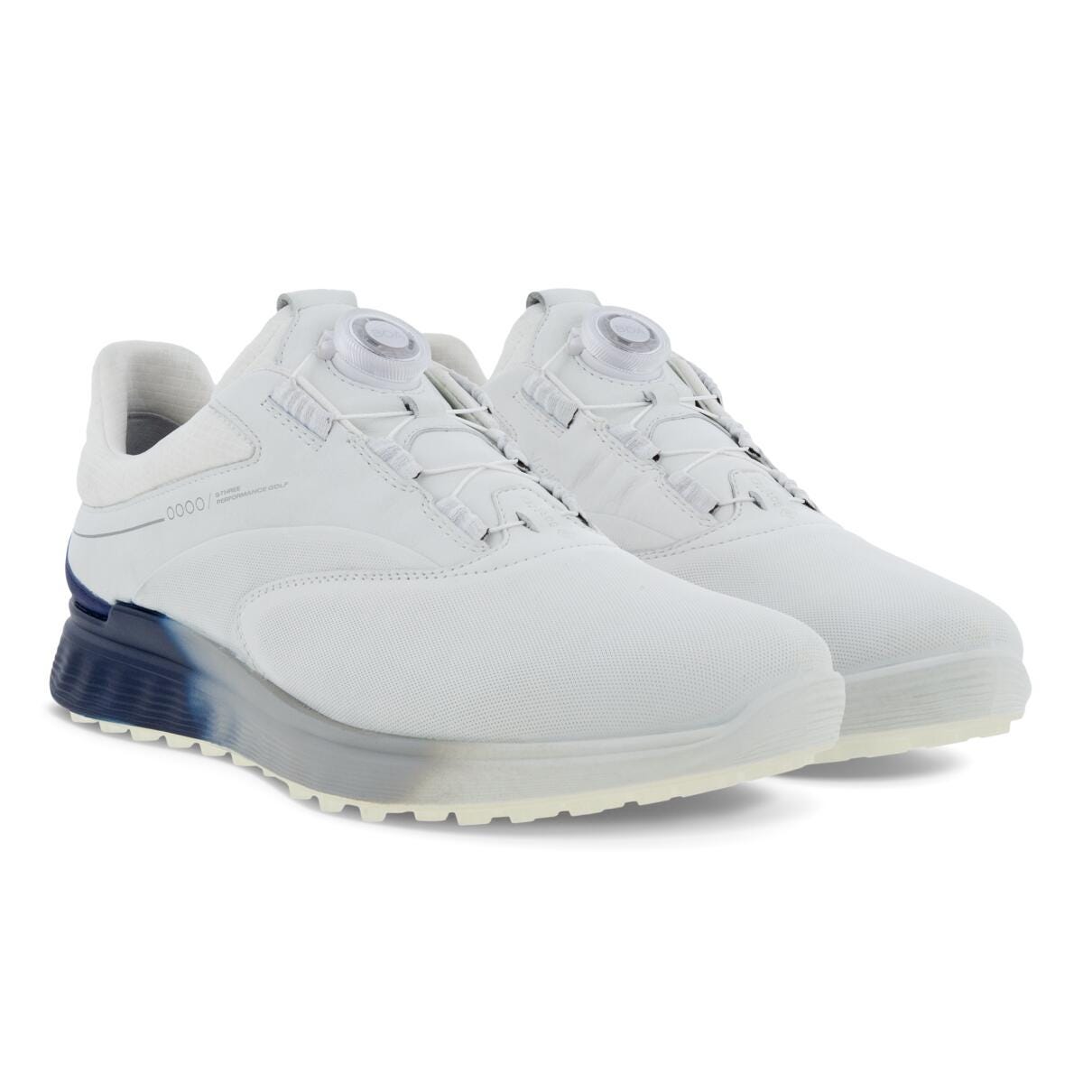 Ecco Men's Golf S-Three Boa Shoe in White Blue Depths Bright White  Men's Footwear